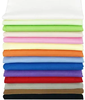 15.7"x19.7" Bright Solid Colors Printed Cotton Fabric Bundles Assorted Patchwork Cloth DIY Sewing Quilting Crafting Fabric for Baby Childrens, 14 Pieces