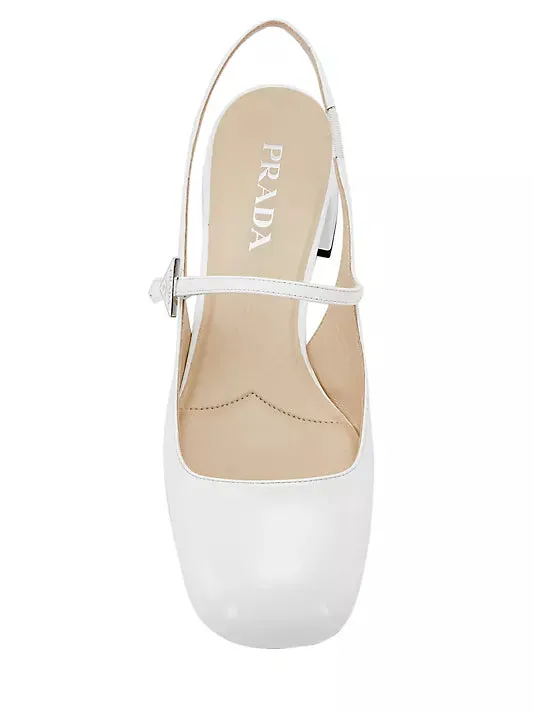 45MM Leather Block-Heel Slingback Pumps