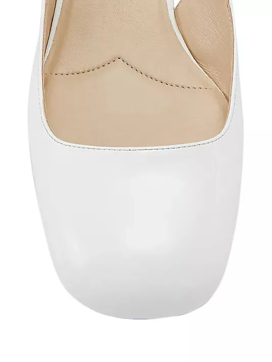 45MM Leather Block-Heel Slingback Pumps