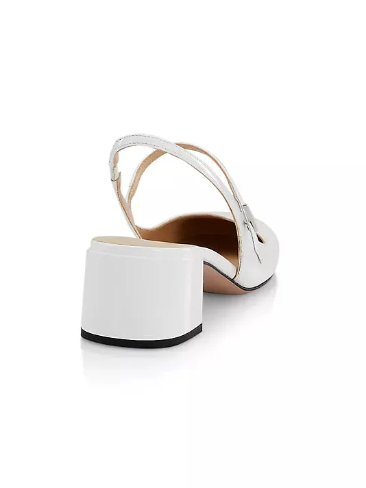 45MM Leather Block-Heel Slingback Pumps