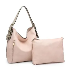 Alexa 2-in-1 Hobo Bag with Dual Zip Compartments | Light Pink