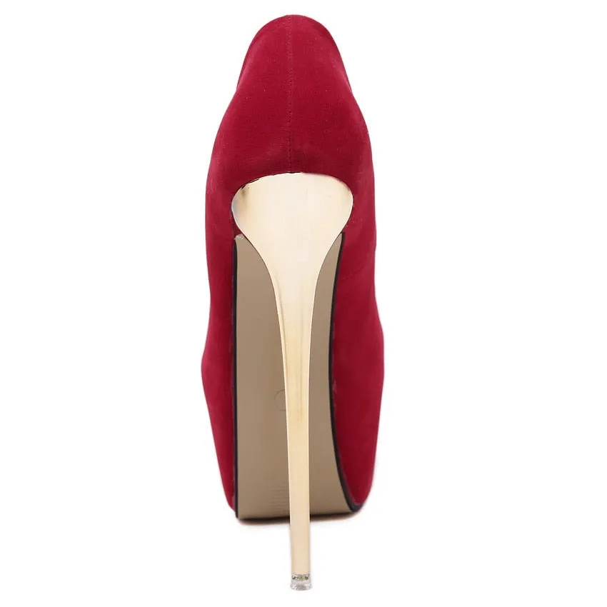 Aneikeh Sexy Pumps Women Fetish Shoes High Heel Stripper Flock Pumps 16 cm Zapatos Mujer