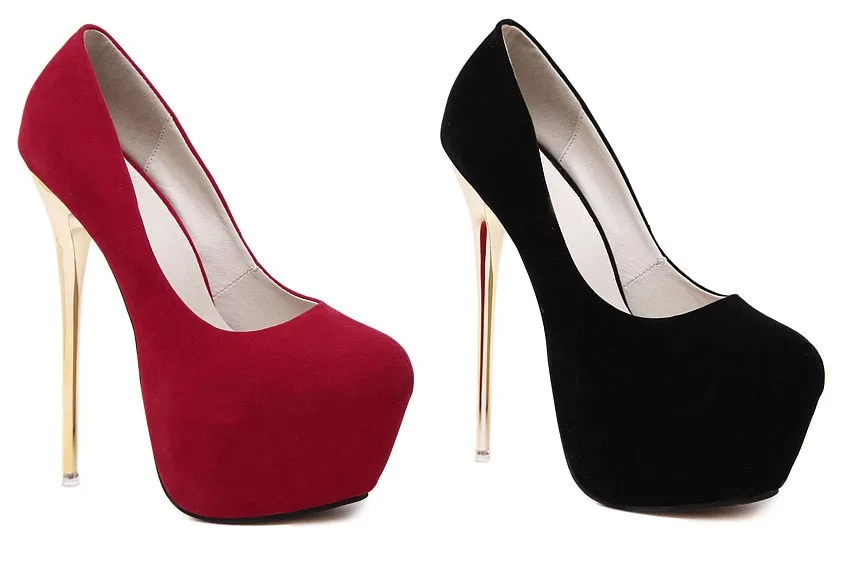Aneikeh Sexy Pumps Women Fetish Shoes High Heel Stripper Flock Pumps 16 cm Zapatos Mujer