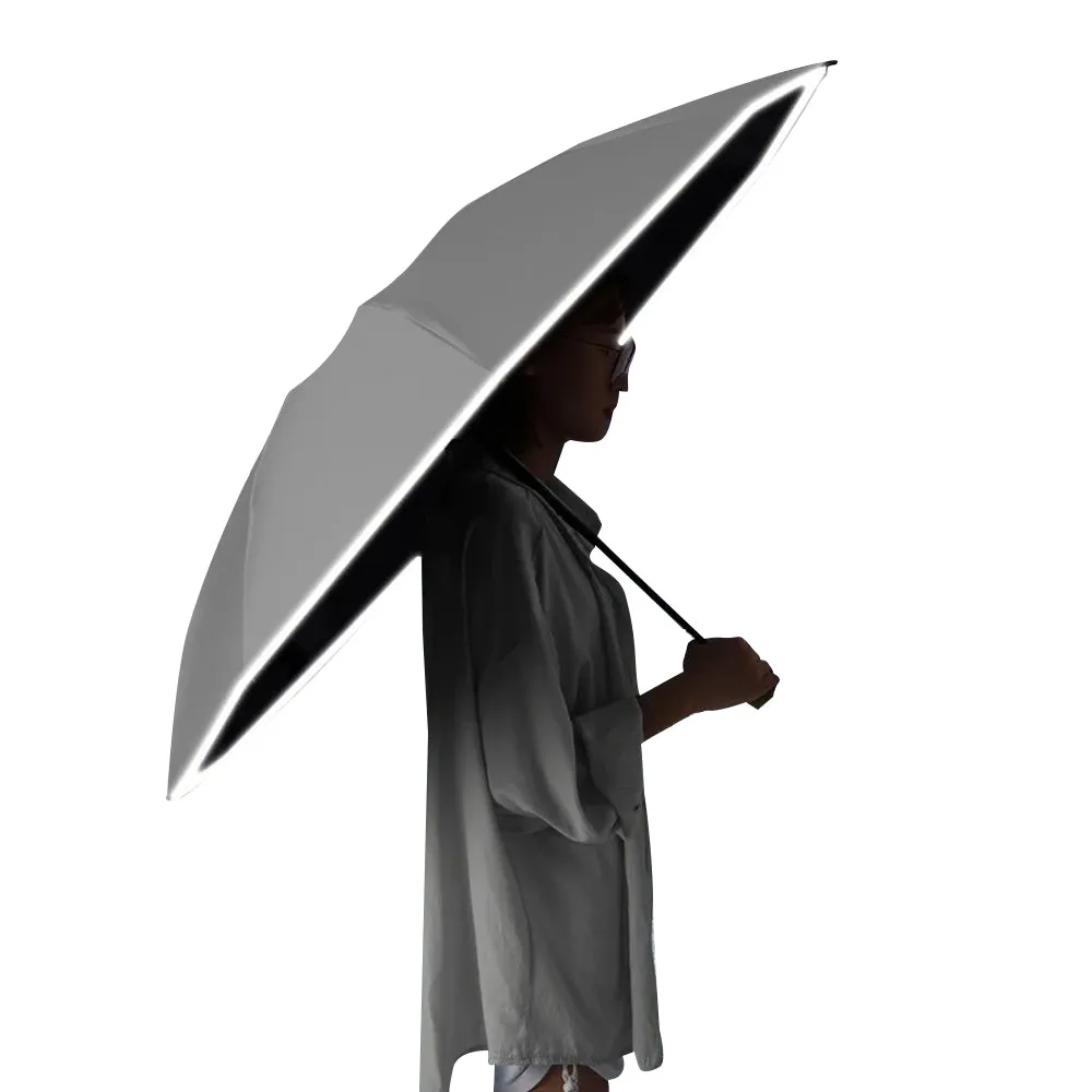Automatic Folding Umbrella Inverted Umbrella Reverse Umbrella UV Protection Sun Umbrella with Safe Reflective Stripe Grey