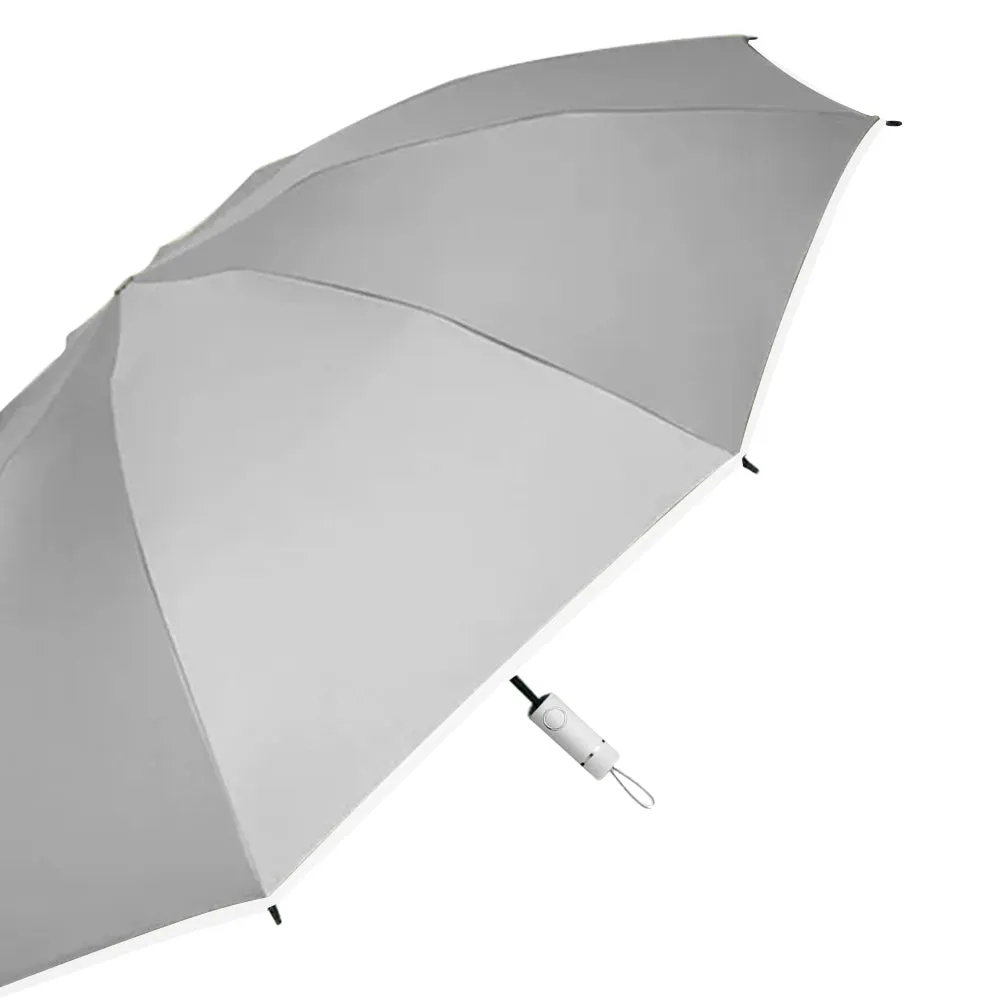Automatic Folding Umbrella Inverted Umbrella Reverse Umbrella UV Protection Sun Umbrella with Safe Reflective Stripe Grey