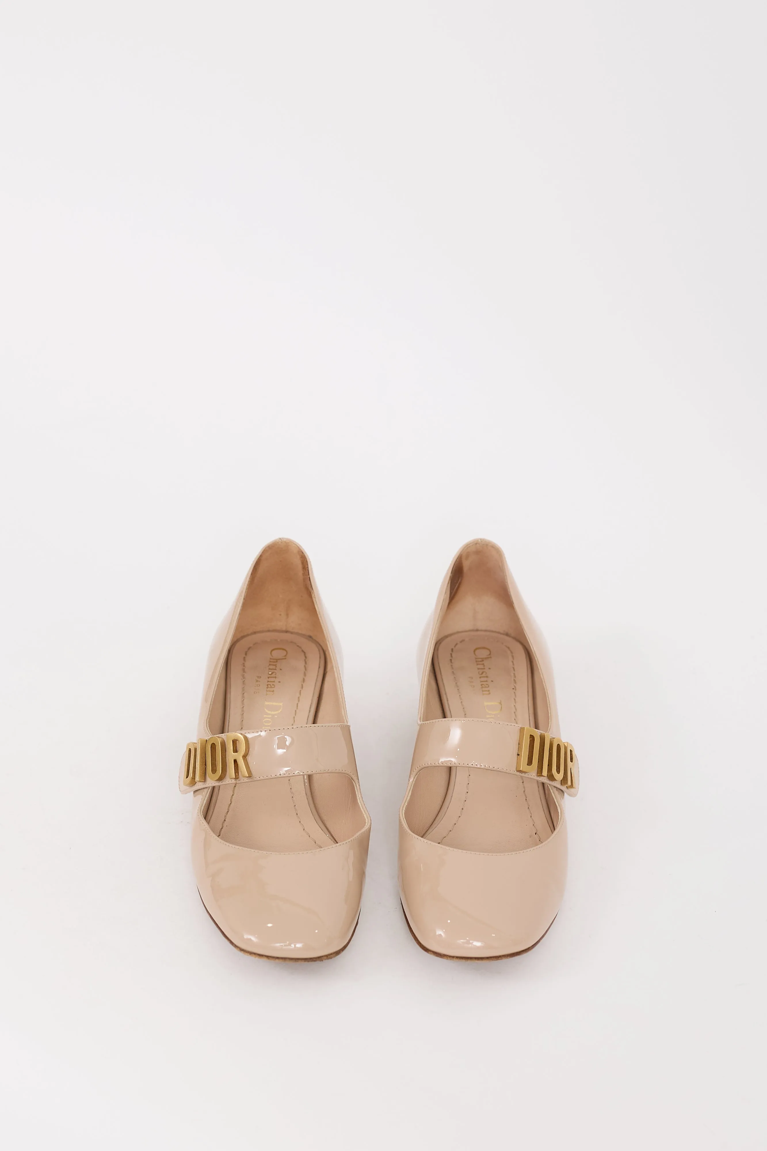 Beige Patent Leather Baby D Ballet Pump