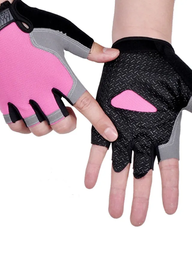 Biking Gloves Fingerless Gloves Half Finger Anti-Slip Gel Pad Wearable Protective Sports Gloves Road Cycling Camping / Hiking Motorcycle Light Blue Pink Black orange for Adults