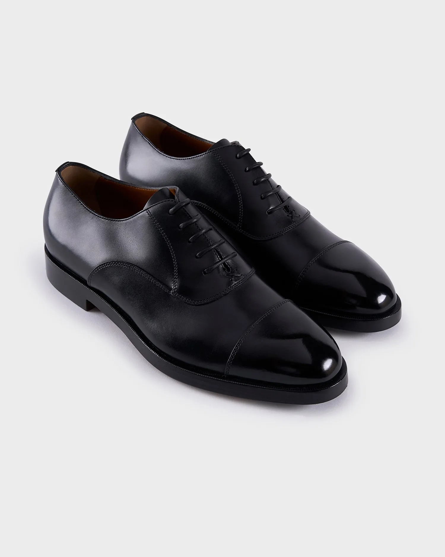 Black Leather Torino Oxford Shoes