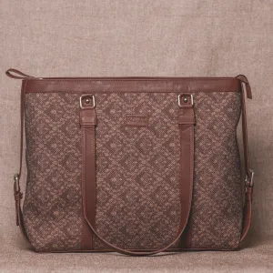 Brown Floral Motif Women's Office Bag