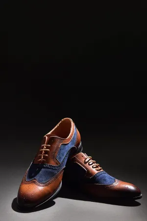 Brown Textured Oxford Shoes