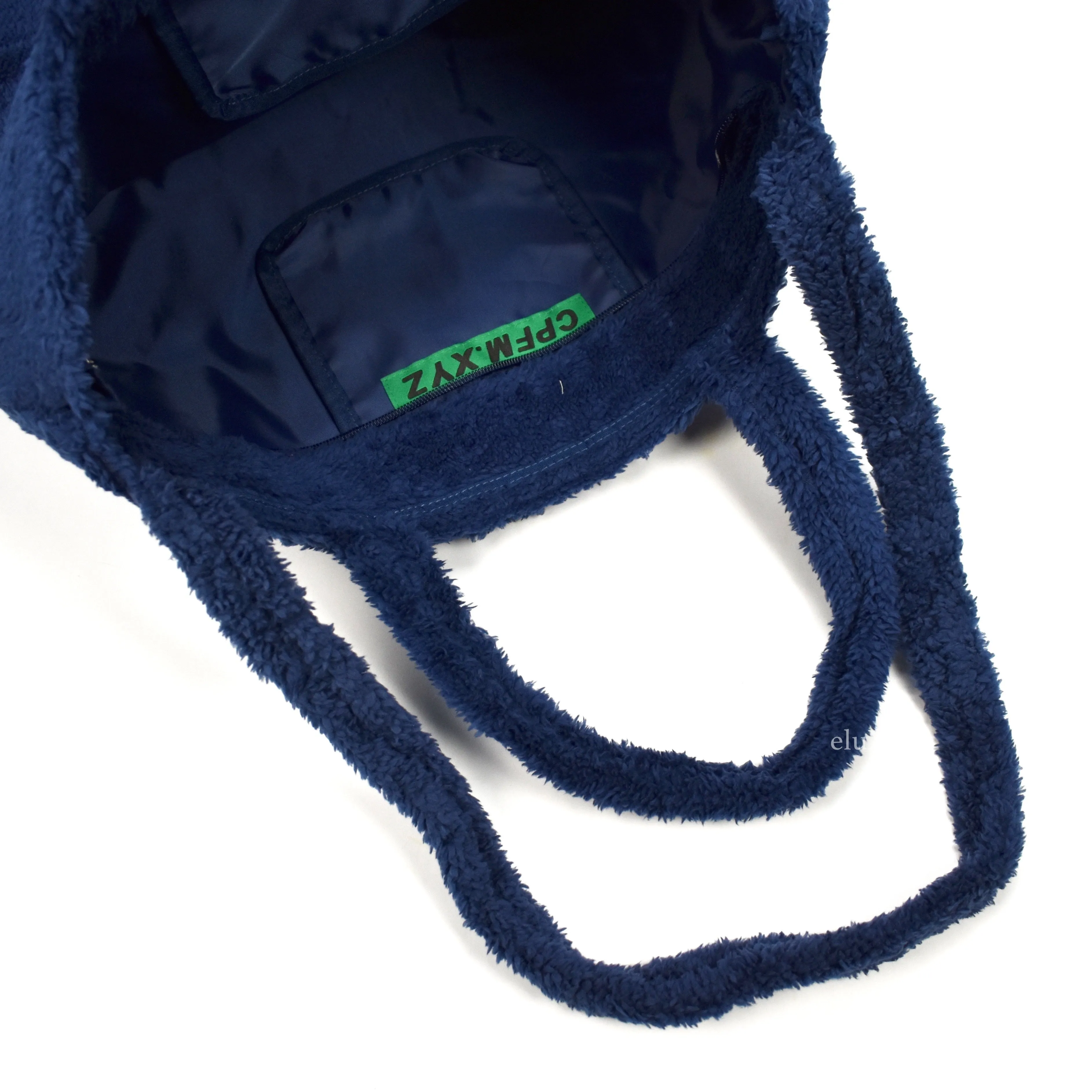 Cactus Plant Flea Market - Smiley Face Fur Tote Bag (Navy)