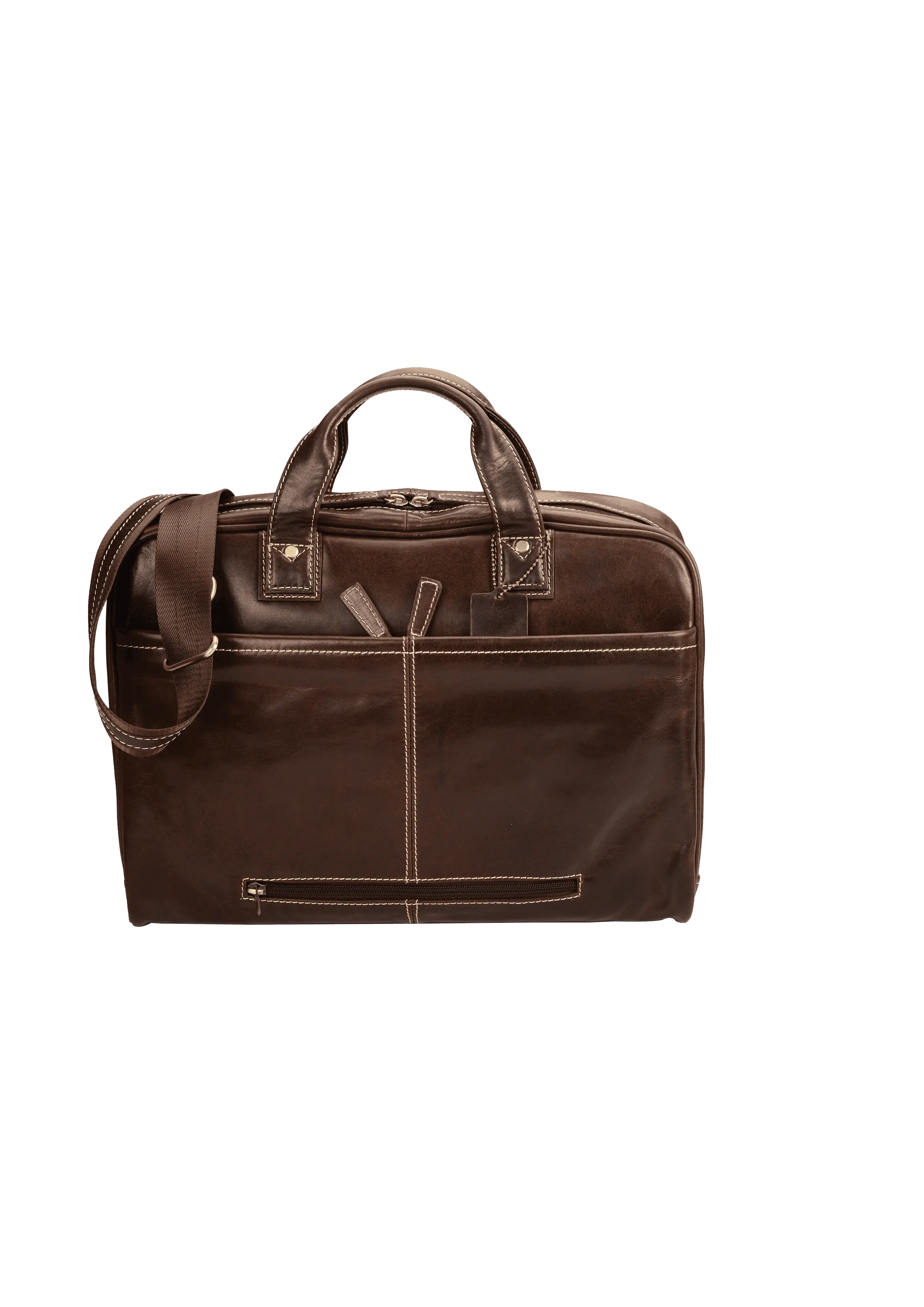 Capri Genuine Leather Computer Laptop Bag - Brown