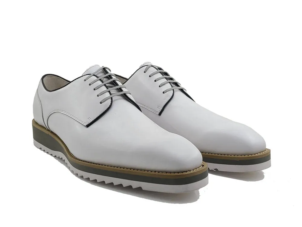 Carrucci White Casual Leather Men's Lace Up Shoes
