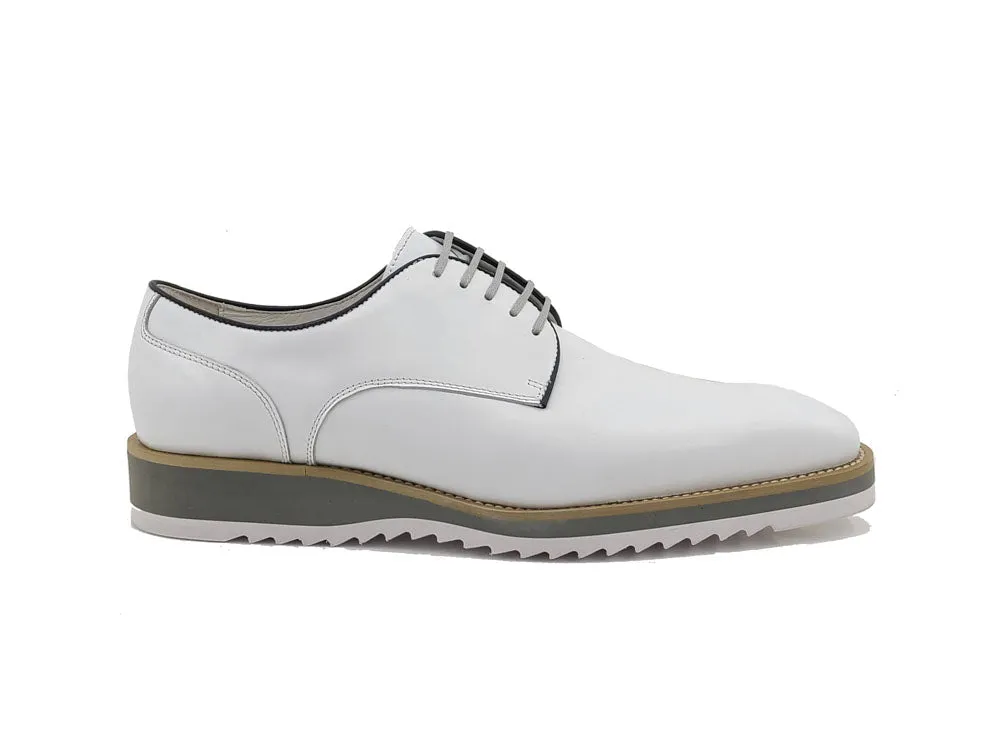 Carrucci White Casual Leather Men's Lace Up Shoes