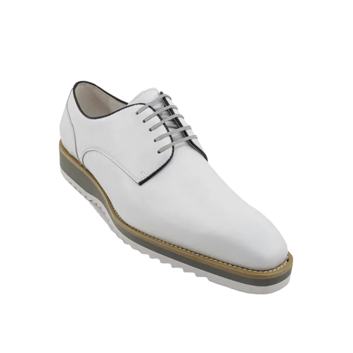 Carrucci White Casual Leather Men's Lace Up Shoes