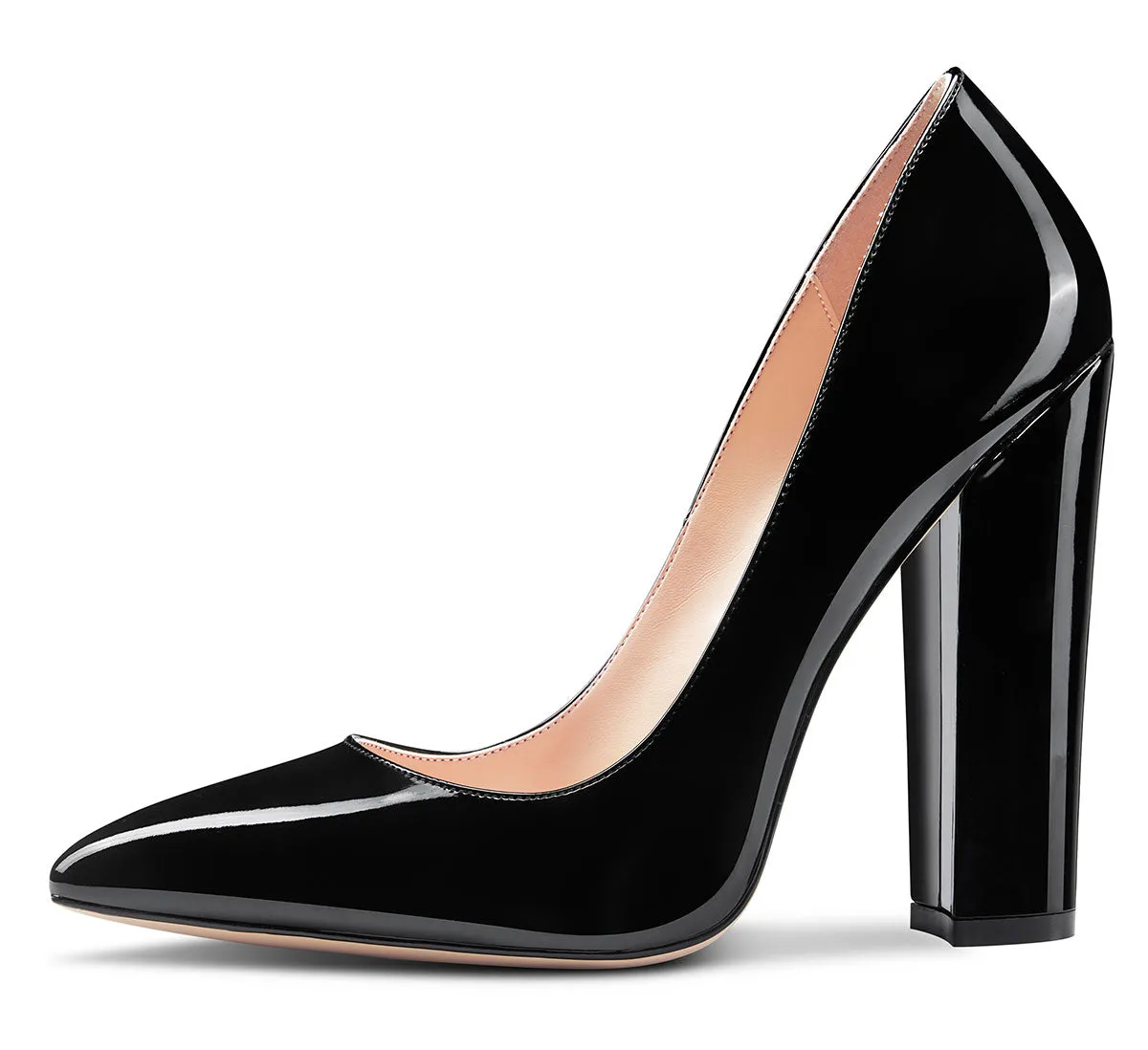 CASTAMERE Womens Sky High Block Heels Pumps Pointed Toe Slip-on 4.7 Inch Heels Classic Shoes