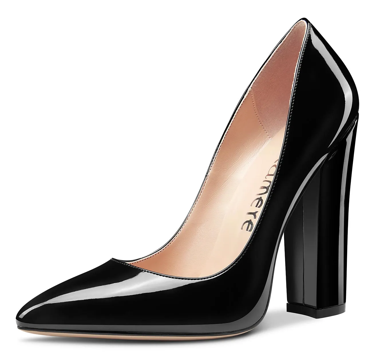 CASTAMERE Womens Sky High Block Heels Pumps Pointed Toe Slip-on 4.7 Inch Heels Classic Shoes