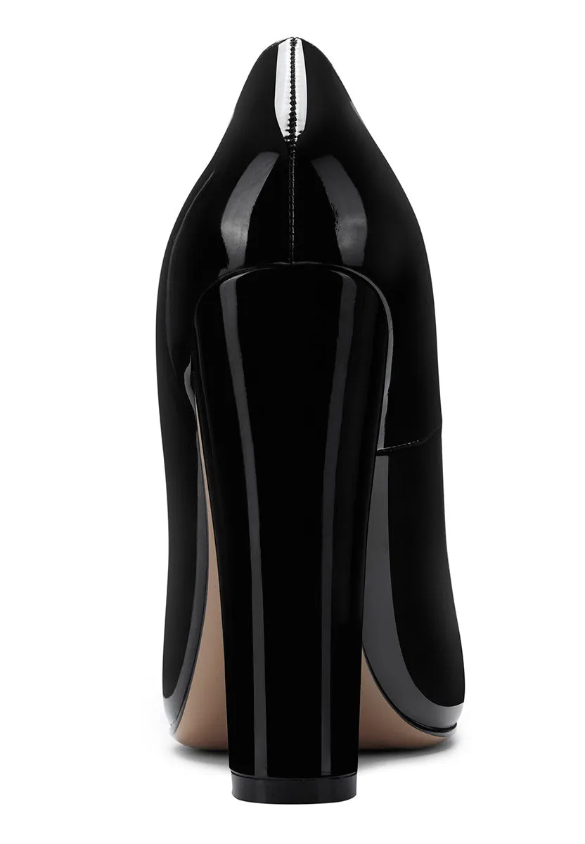 CASTAMERE Womens Sky High Block Heels Pumps Pointed Toe Slip-on 4.7 Inch Heels Classic Shoes