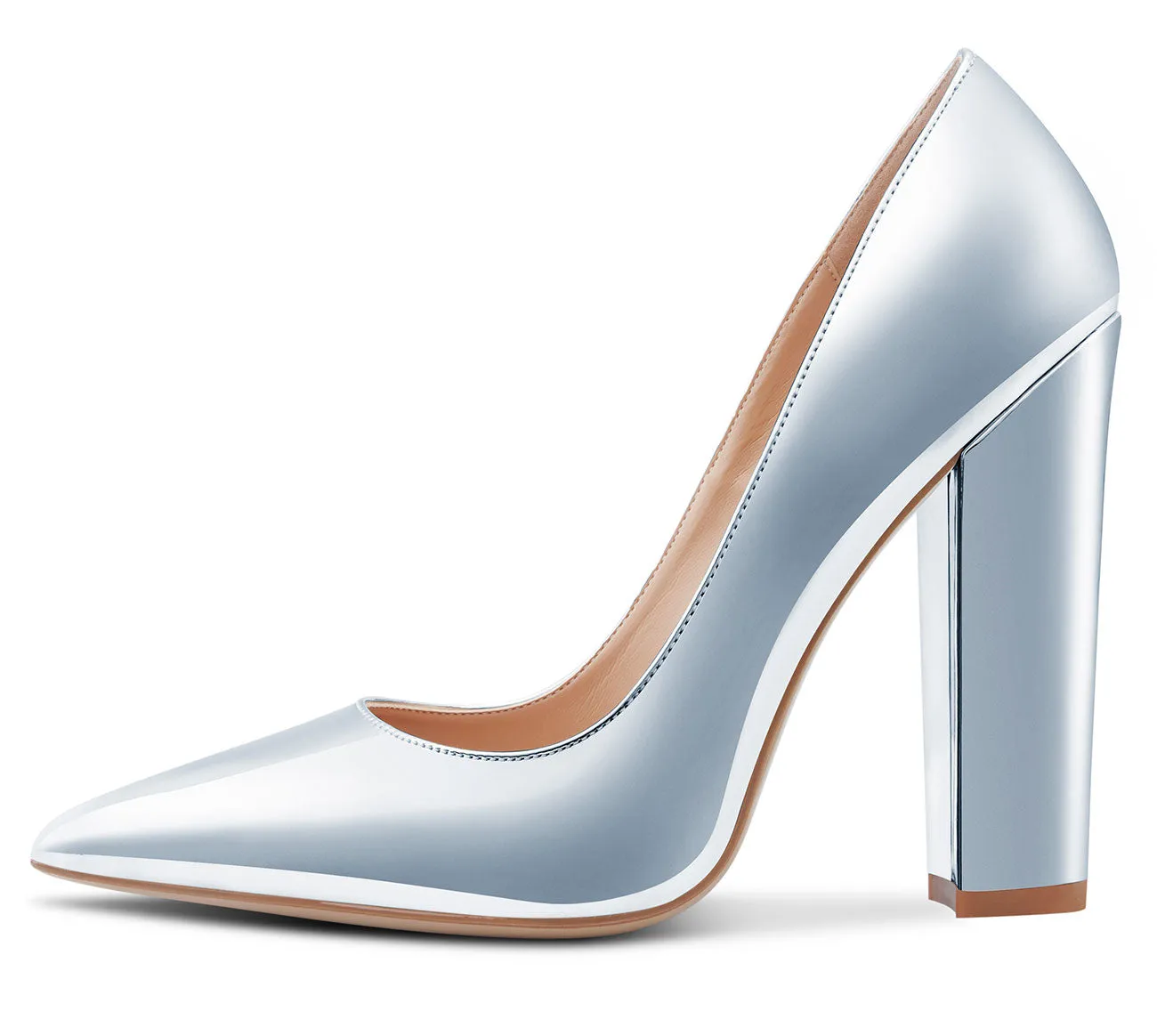CASTAMERE Womens Sky High Block Heels Pumps Pointed Toe Slip-on 4.7 Inch Heels Classic Shoes