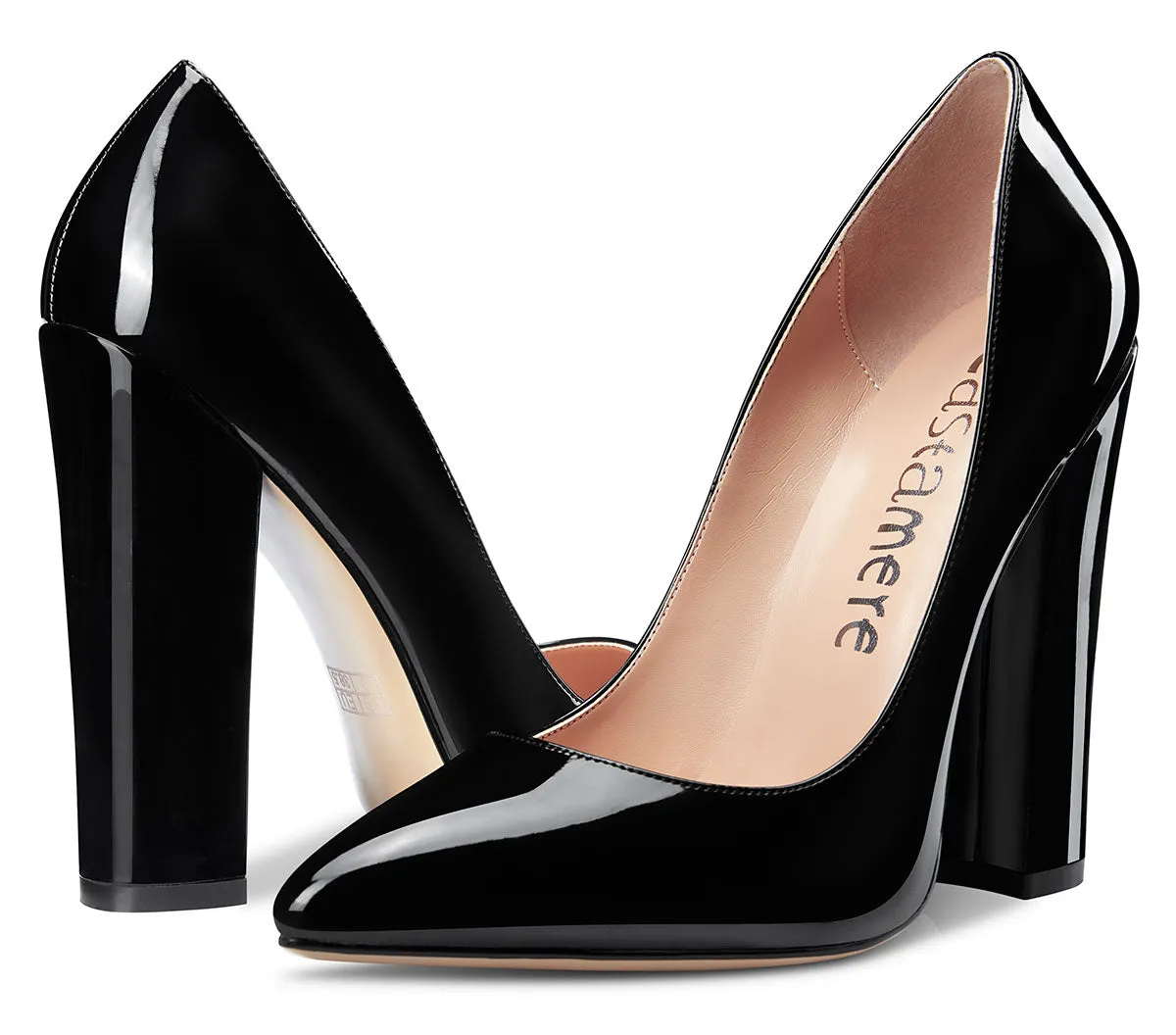 CASTAMERE Womens Sky High Block Heels Pumps Pointed Toe Slip-on 4.7 Inch Heels Classic Shoes