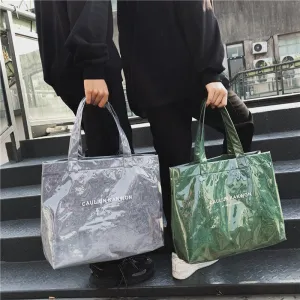 Christmas Gift Large-capacity Transparent Jelly Bag 2021 New Trendy PVC Beach Tote Bag Travel Portable Shoulder Bag Women Handbags Casual Tote