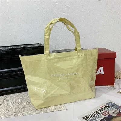 Christmas Gift Large-capacity Transparent Jelly Bag 2021 New Trendy PVC Beach Tote Bag Travel Portable Shoulder Bag Women Handbags Casual Tote