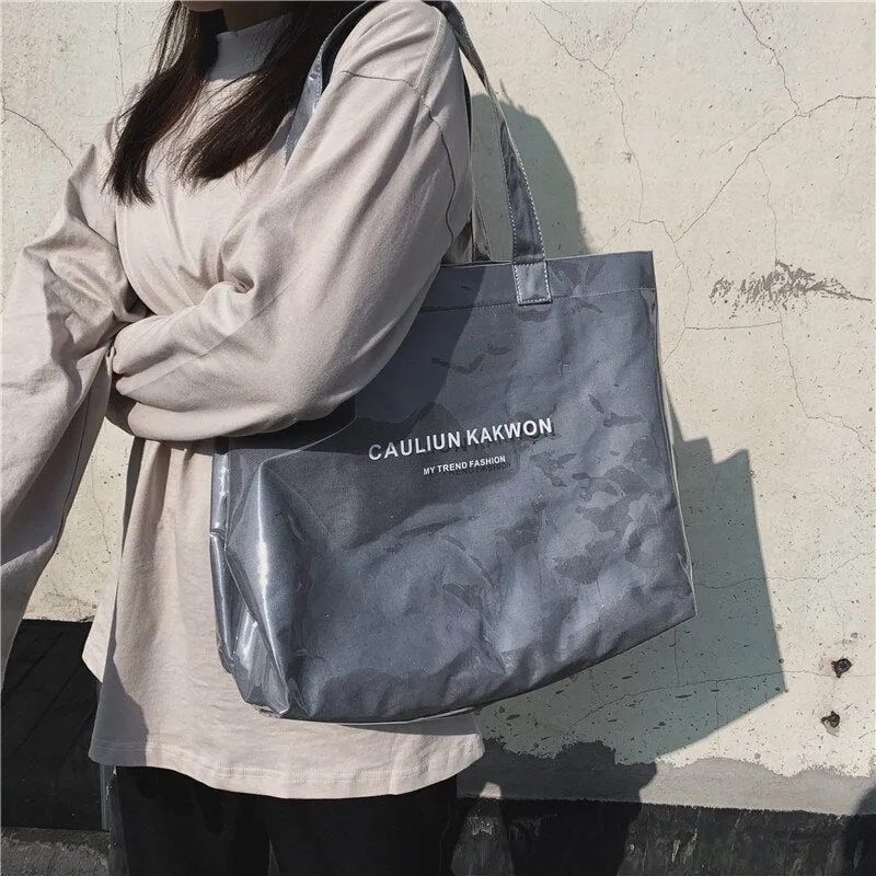 Christmas Gift Large-capacity Transparent Jelly Bag 2021 New Trendy PVC Beach Tote Bag Travel Portable Shoulder Bag Women Handbags Casual Tote