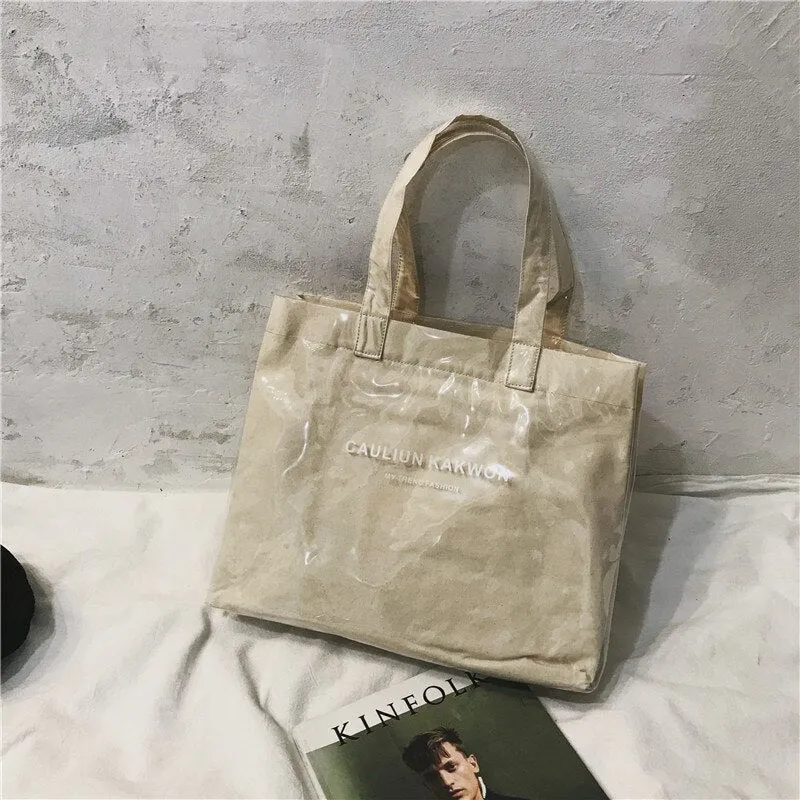 Christmas Gift Large-capacity Transparent Jelly Bag 2021 New Trendy PVC Beach Tote Bag Travel Portable Shoulder Bag Women Handbags Casual Tote