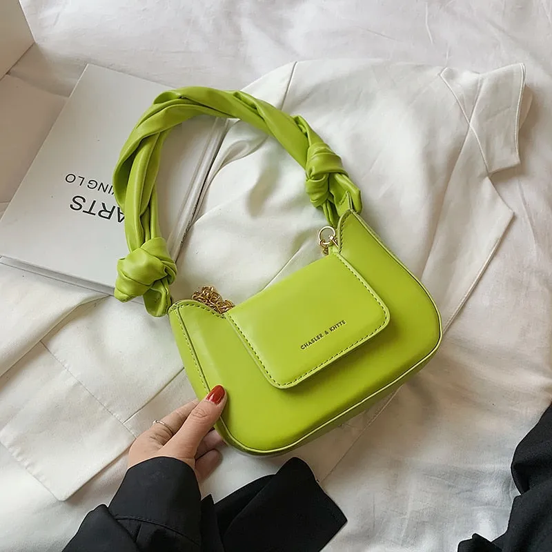 Christmas Gift Small Fashion Short Handles PU Leather Underarm Crossbody Bag for Women 2021 Luxury Trendy Chain Baguette Shoulder Handbags