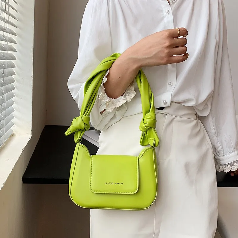 Christmas Gift Small Fashion Short Handles PU Leather Underarm Crossbody Bag for Women 2021 Luxury Trendy Chain Baguette Shoulder Handbags