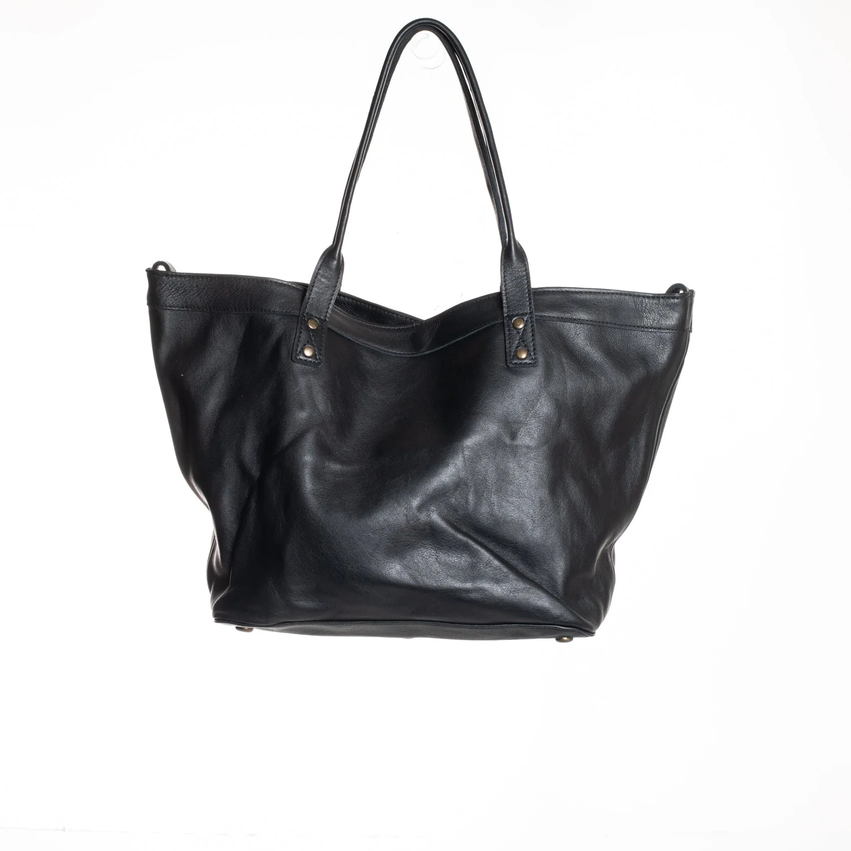 CONVERTIBLE TOTE - FULL LEATHER COLLECTION - BLACK