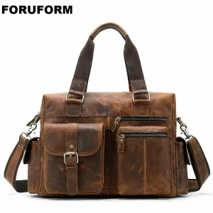 Crazy Horse Genuine Leather Travel Bag Men Vintage Travel Duffel Bag Cow Leather Carry On Luggage