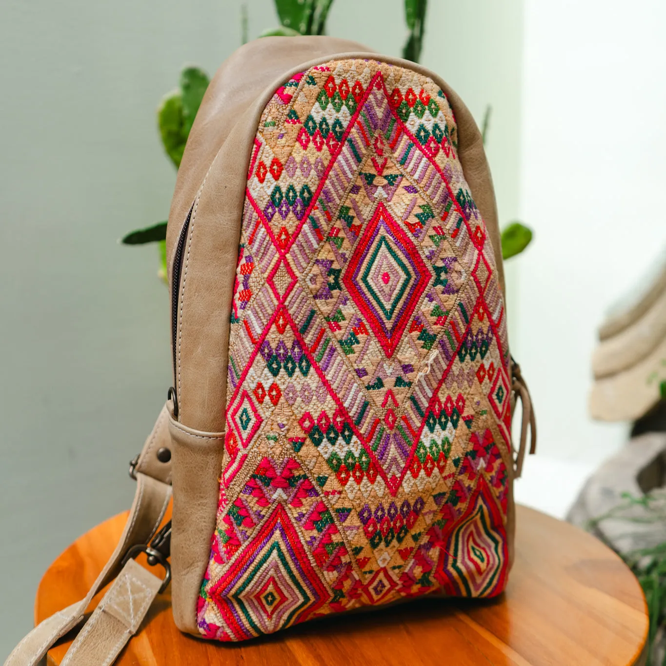 CROSSBODY SLING 2.0 - LARGE - OOAK HUIPIL - CAMEL - NO. 13045