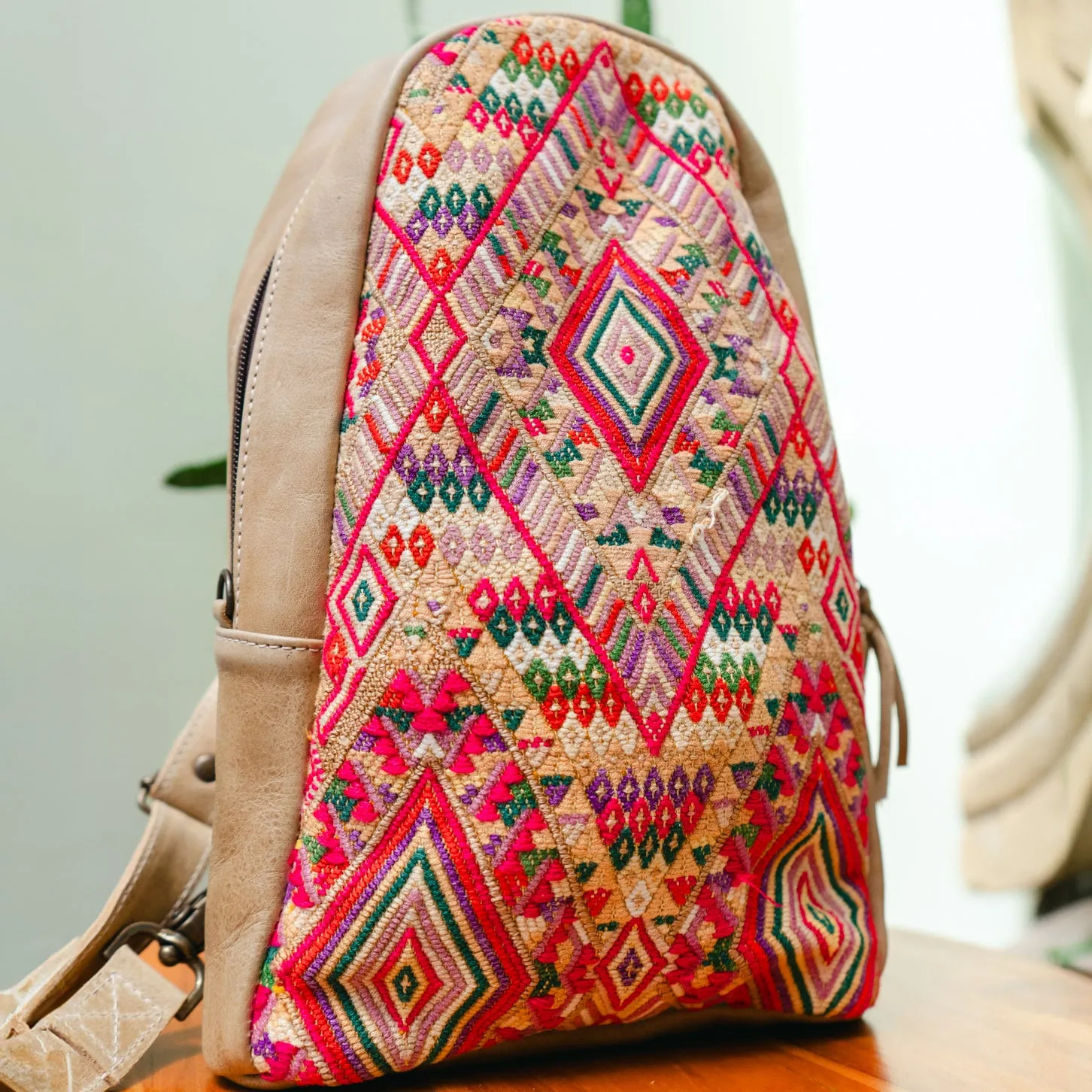 CROSSBODY SLING 2.0 - LARGE - OOAK HUIPIL - CAMEL - NO. 13045