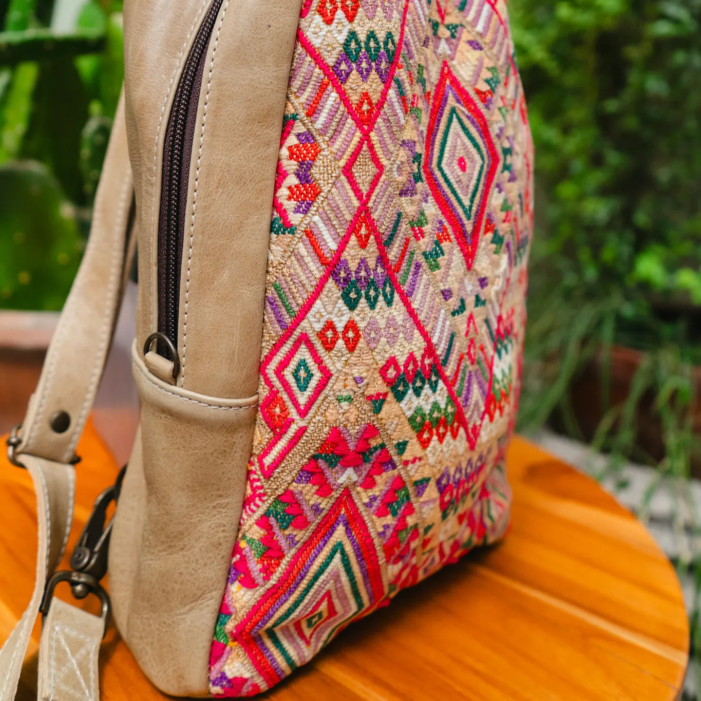 CROSSBODY SLING 2.0 - LARGE - OOAK HUIPIL - CAMEL - NO. 13045