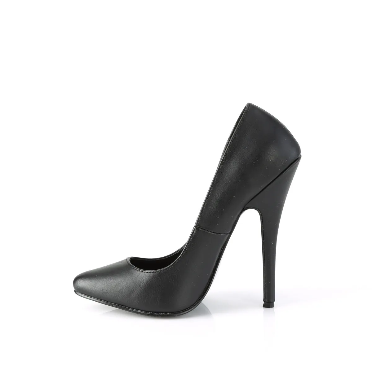 DOMINA-420 Devious Domina Black Faux Leather Sexy Single Soles (Fetish Footwear)