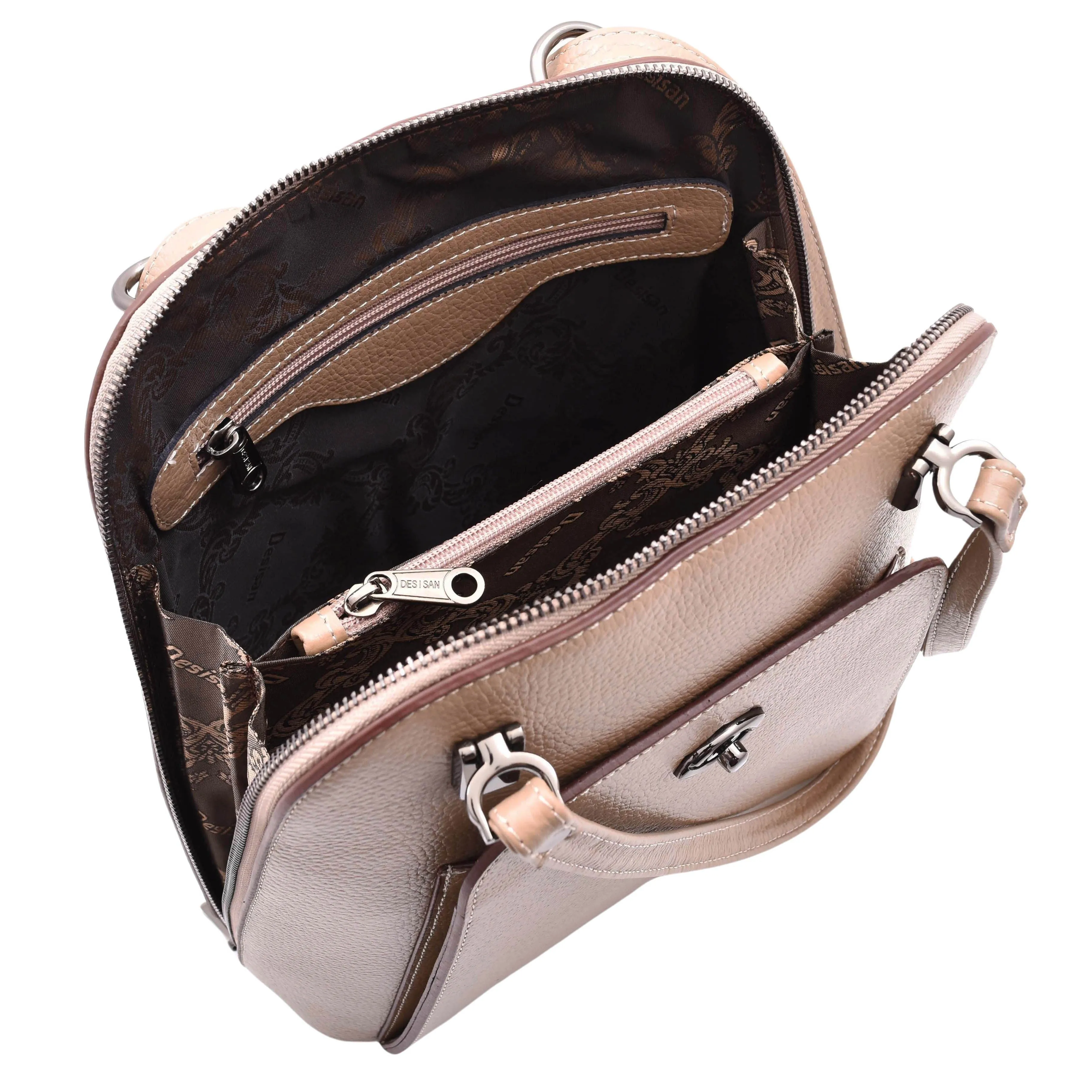 DR615 Women's Backpack Style Leather Shoulder Bag Taupe