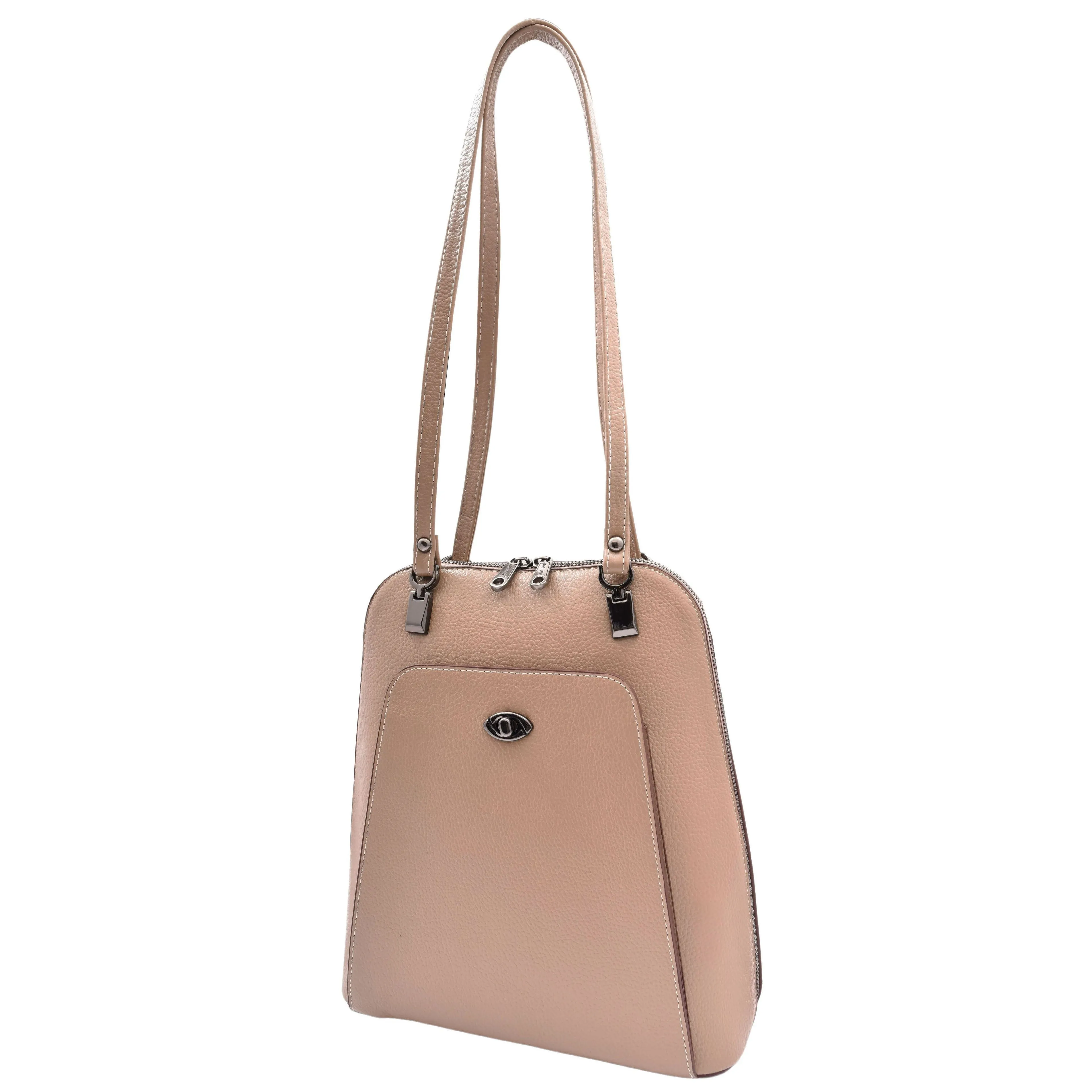 DR615 Women's Backpack Style Leather Shoulder Bag Taupe