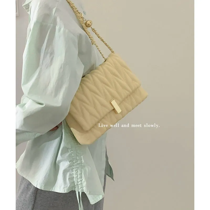 Easiest for Match Commuter Bag Women's 2023 New Arrival Trendy Chic Chanel-Style Quilted Chain Bag Niche Style Messenger Bag Small Square Bag
