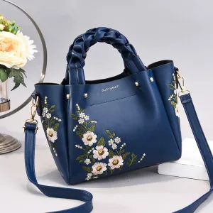 Embroidery Flower Women Handbag Commuting Trendy Fashion Single Shoulder Crossbody Bag