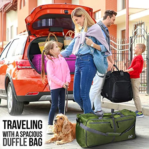 Extra Large Duffle Bag with Pockets - Travel Duffel Bag for Women and Men (Dark Green)