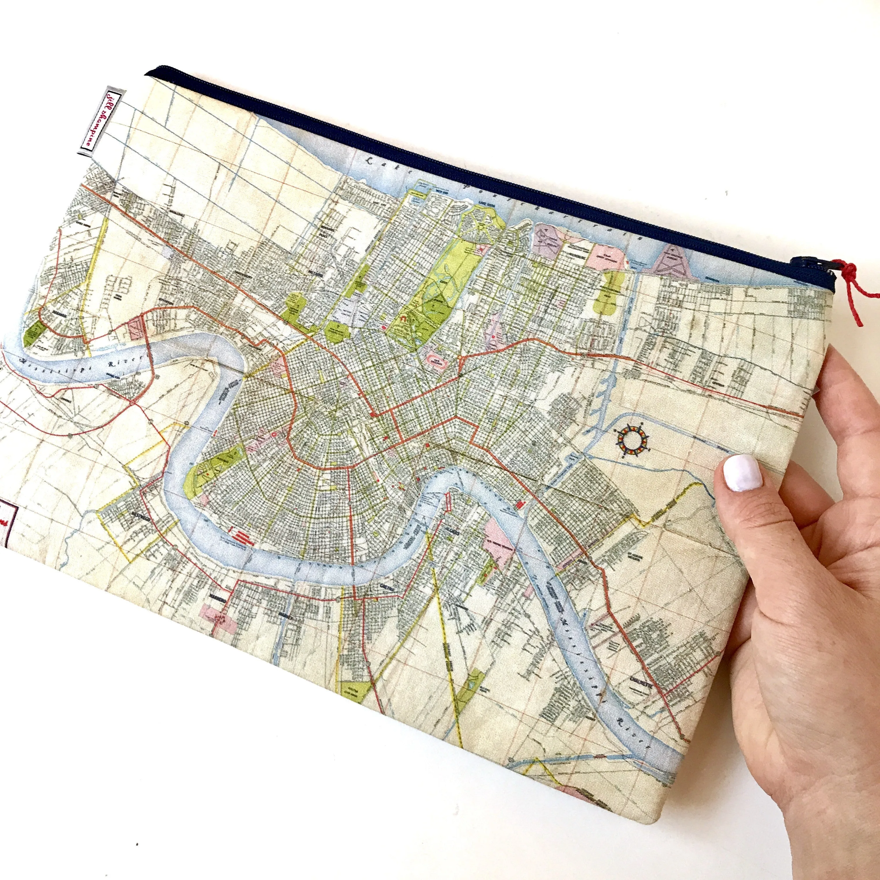 Fabric Zipper Bag: New Orleans Map