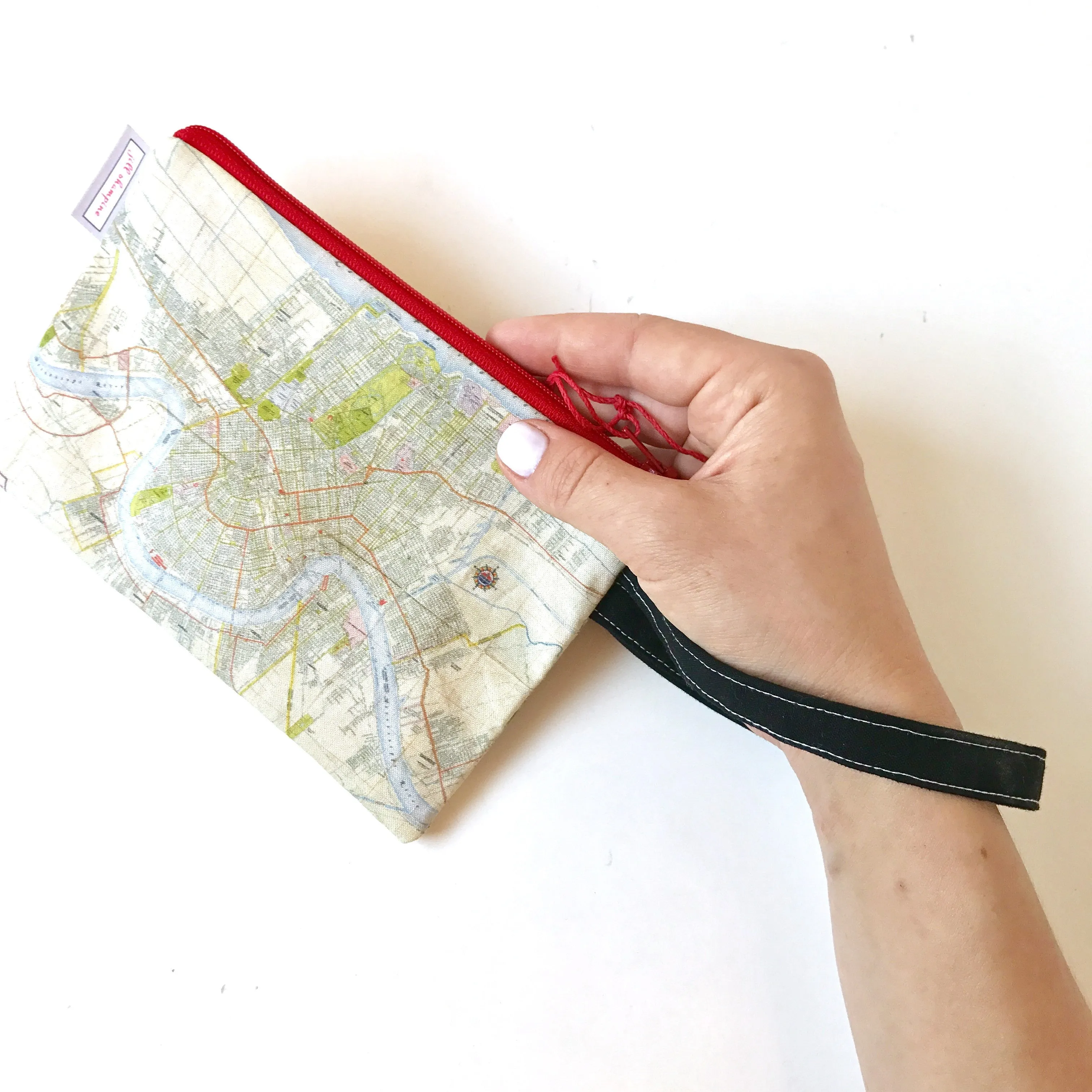 Fabric Zipper Bag: New Orleans Map