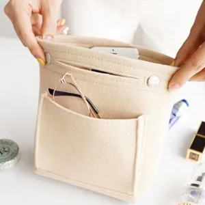 Felt Bag Organizer Handbag Insert Liner Tote Bag Beige