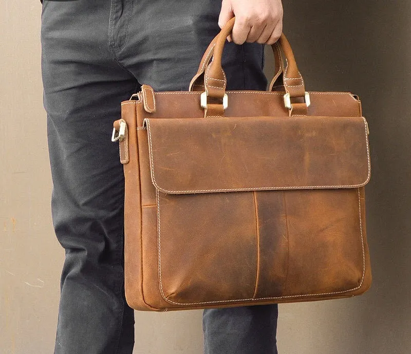 Genuine Leather Crossbody, 15.6" Laptop Bag, Briefcase 413 | TOUCHANDCATCH NZ