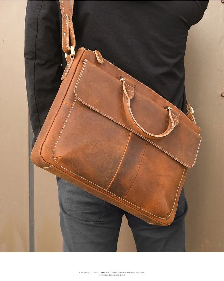 Genuine Leather Crossbody, 15.6" Laptop Bag, Briefcase 413 | TOUCHANDCATCH NZ