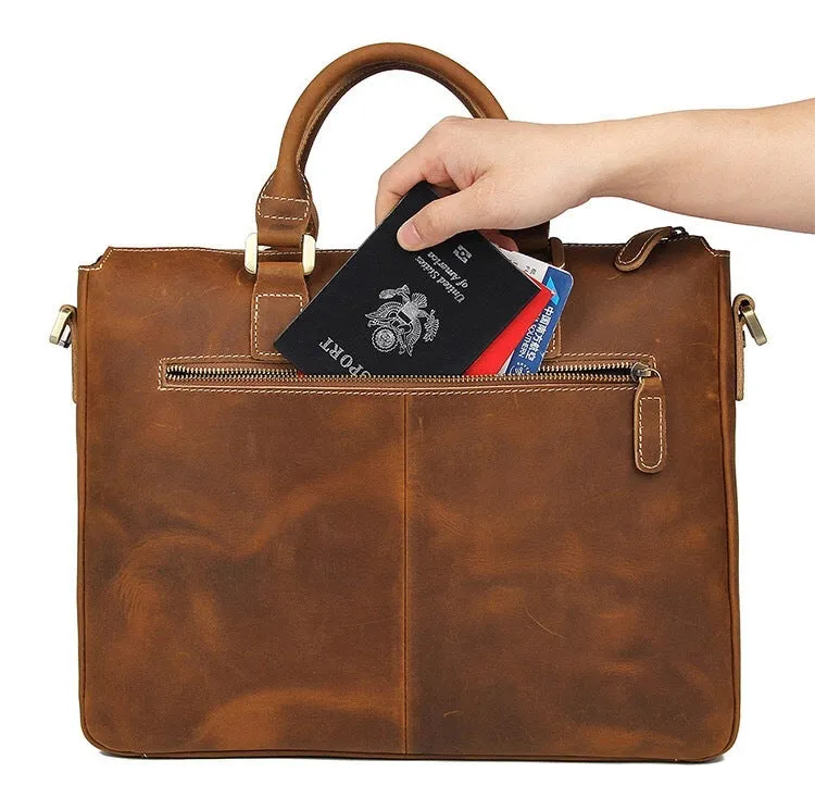 Genuine Leather Crossbody, 15.6" Laptop Bag, Briefcase 413 | TOUCHANDCATCH NZ
