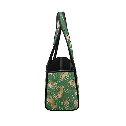 Gym Bag Green Bunny Rabbiter Leaf Easter Women Yoga Canvas Duffel Bag Crossbody Tennis Racket