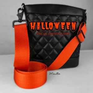 Halloween Strap, Adjustable Shoulder to Crossbody Length - Orange Nylon with Black Hardware - for Purses, Bags, Carrying Candy
