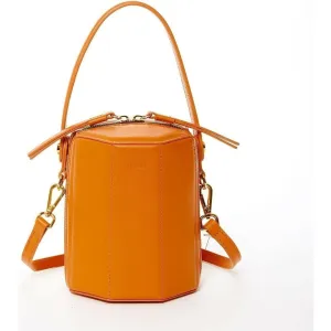 Harper Leather Bucket Bag in Orange